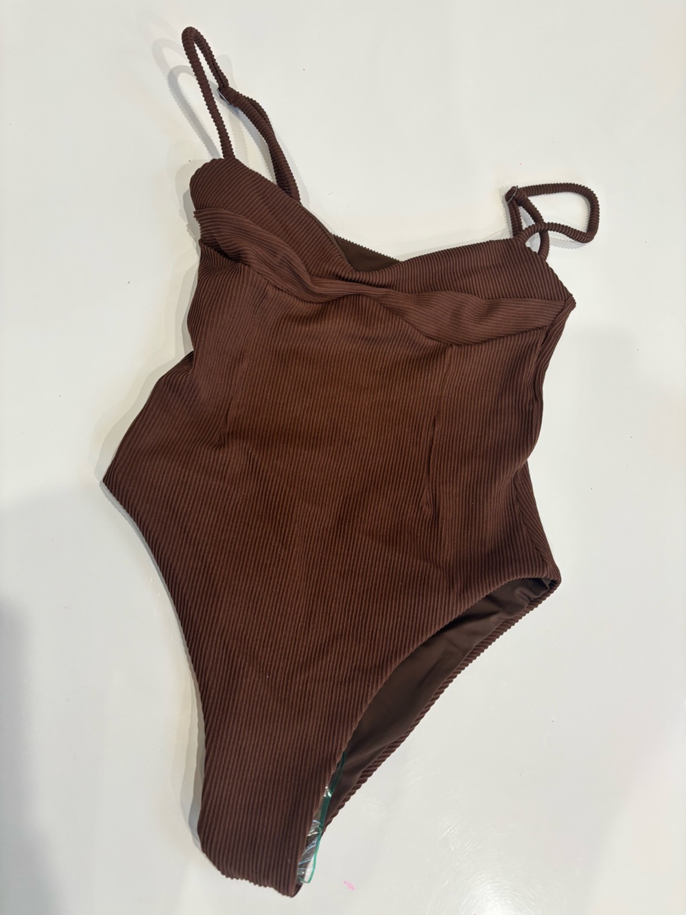 Haight Monica Ribbed One Piece Swimsuit Brown NWT Small